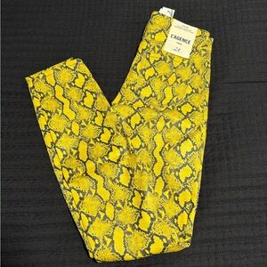 L'AGENCE Vibrant Yellow Snake Print Skinny Jeans